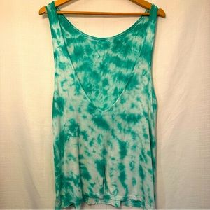 Mossimo Teal Tie Dye Open Back Tank Size Large
